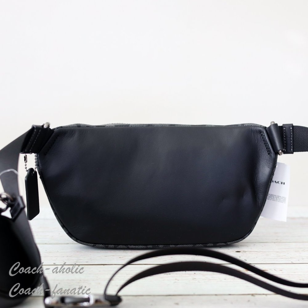 NWT Coach Elias Belt Bag In Signature Canvas Gunmetal/Charcoal - Picture 10 of 13